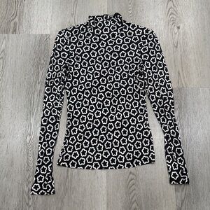 Tory Burch Black and White Long Sleeve Top